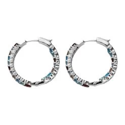 Multi Gemstone Inside Out Hoop Earrings In Platinum Over Sterling Silver 6.25 Ctw -Jewelry store 7539009 3