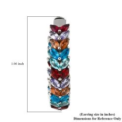 Multi Gemstone Inside Out Hoop Earrings In Platinum Over Sterling Silver 6.25 Ctw -Jewelry store 7539009 4