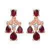 Premium Anthill Garnet And White Zircon Earrings In Vermeil Rose Gold Over Sterling Silver 2.00 Ctw -Jewelry store 7539521