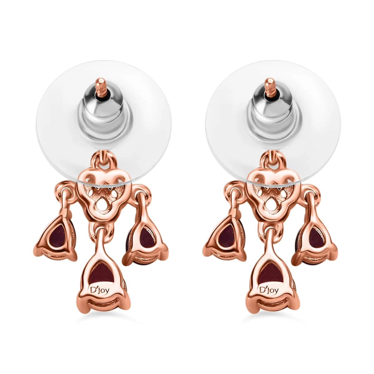 Premium Anthill Garnet And White Zircon Earrings In Vermeil Rose Gold Over Sterling Silver 2.00 Ctw 6 Premium Anthill Garnet And White Zircon Earrings In Vermeil Rose Gold Over Sterling Silver 2.00 Ctw - Image 4