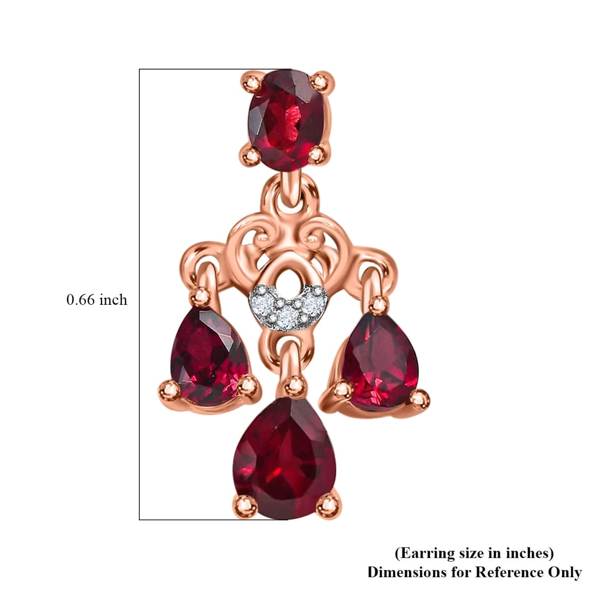 Premium Anthill Garnet And White Zircon Earrings In Vermeil Rose Gold Over Sterling Silver 2.00 Ctw 7 Premium Anthill Garnet And White Zircon Earrings In Vermeil Rose Gold Over Sterling Silver 2.00 Ctw - Image 5