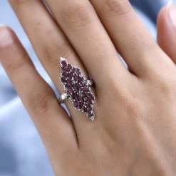 Premium Anthill Garnet Elongated Ring In Platinum Over Sterling Silver 2.60 Ctw -Jewelry store 7539548 2