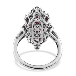 Premium Anthill Garnet Elongated Ring In Platinum Over Sterling Silver 2.60 Ctw -Jewelry store 7539548 4