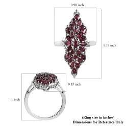 Premium Anthill Garnet Elongated Ring In Platinum Over Sterling Silver 2.60 Ctw -Jewelry store 7539548 5