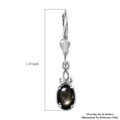 Bankacha Natural Black Star Sapphire Lever Back Earrings In Platinum Over Sterling Silver 2.50 Ctw -Jewelry store 7540068 4