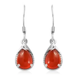 Carnelian Drop Earrings In Platinum Over Sterling Silver 3.85 Ctw