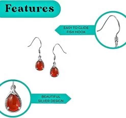 Carnelian Drop Earrings In Platinum Over Sterling Silver 3.85 Ctw -Jewelry store 7540533 4