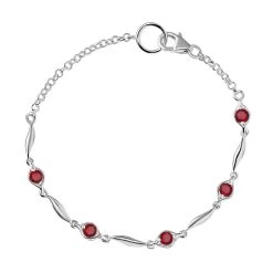 Mozambique Garnet Station Bracelet In Sterling Silver, 925 Sterling Silver Bracelet For Women (7.25 In) 1.10 Ctw