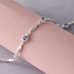 Tanzanite Station Bracelet In Sterling Silver, 925 Sterling Silver Bracelet For Women (7.25 In) 0.85 Ctw -Jewelry store 7540728 3