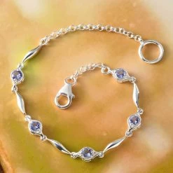 Tanzanite Station Bracelet In Sterling Silver, 925 Sterling Silver Bracelet For Women (7.25 In) 0.85 Ctw -Jewelry store 7540728 4