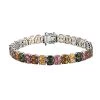 Multi-Tourmaline Double Row Bracelet In Platinum Over Sterling Silver (8.00 In) (19.65 G) 27.25 Ctw -Jewelry store 7542498