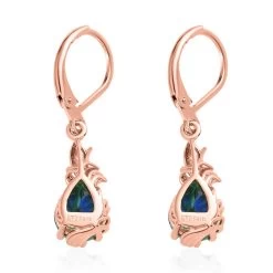 Karis Peacock Quartz (Triplet) And White Zircon Lever Back Earrings In 18K RG Plated 3.60 Ctw -Jewelry store 7543013 3