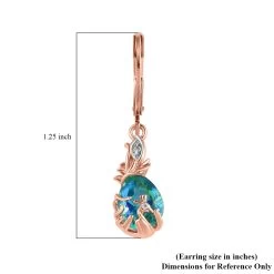 Karis Peacock Quartz (Triplet) And White Zircon Lever Back Earrings In 18K RG Plated 3.60 Ctw -Jewelry store 7543013 4