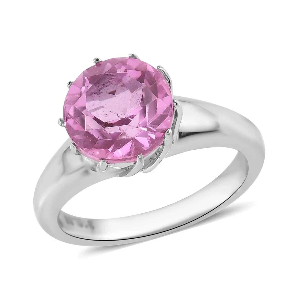 African Lilac Quartz Solitaire Ring Stainless Steel 3.15 Ctw 3 African Lilac Quartz Solitaire Ring Stainless Steel 3.15 Ctw