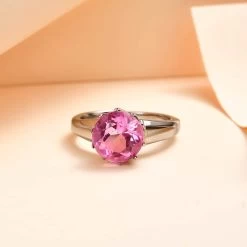 African Lilac Quartz Solitaire Ring Stainless Steel 3.15 Ctw 9 African Lilac Quartz Solitaire Ring Stainless Steel 3.15 Ctw -Jewelry store 7543109 1