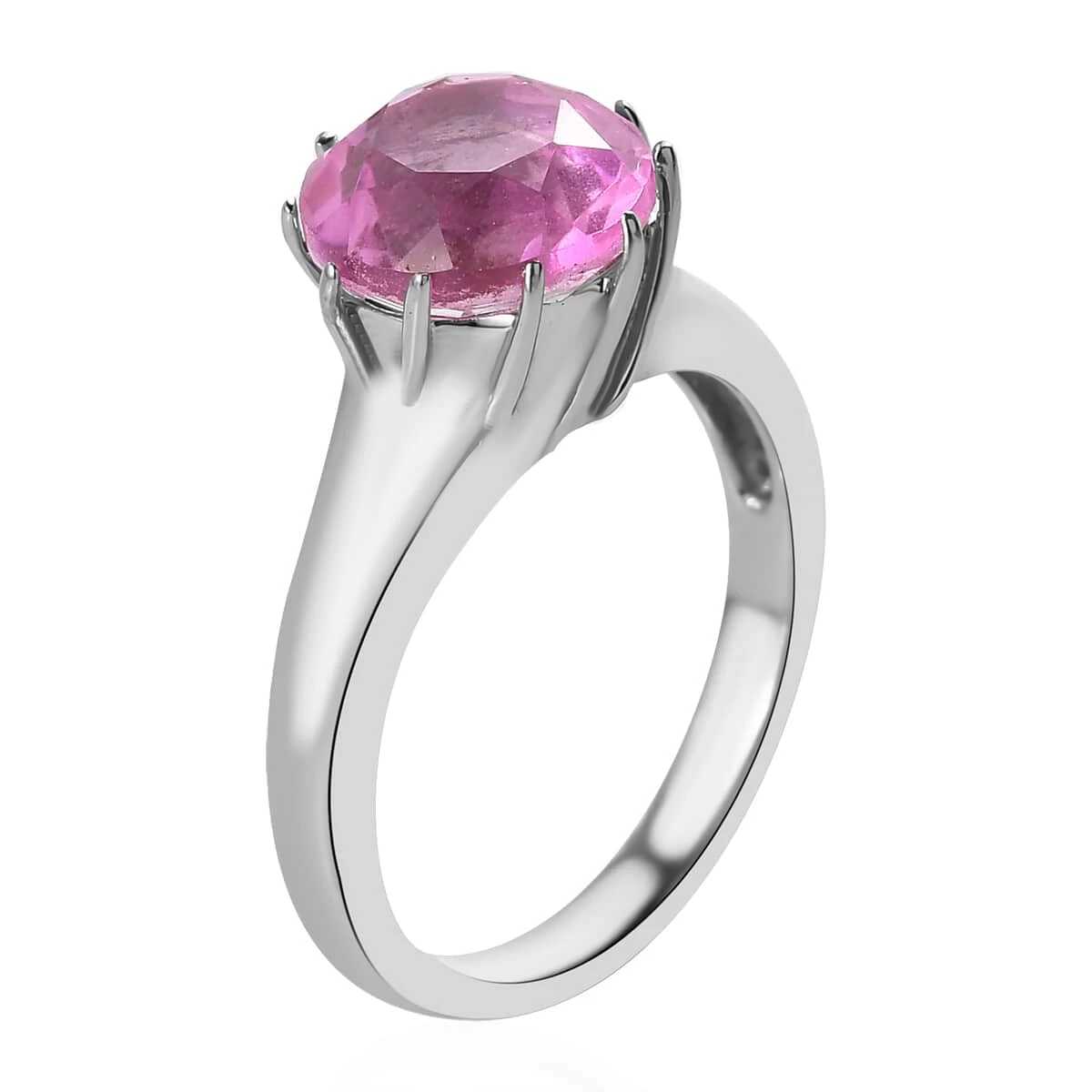 African Lilac Quartz Solitaire Ring Stainless Steel 3.15 Ctw 6 African Lilac Quartz Solitaire Ring Stainless Steel 3.15 Ctw - Image 4