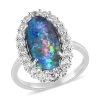 AAA Boulder Opal Triplet And White Zircon Halo Ring In Platinum Over Sterling Silver 4.75 Ctw -Jewelry store 7543240