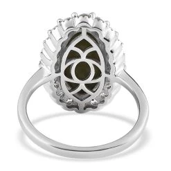 AAA Boulder Opal Triplet And White Zircon Halo Ring In Platinum Over Sterling Silver 4.75 Ctw -Jewelry store 7543240 4