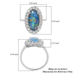 AAA Boulder Opal Triplet And White Zircon Halo Ring In Platinum Over Sterling Silver 4.75 Ctw -Jewelry store 7543240 5