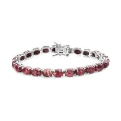 Premium Norwegian Thulite Bracelet In Platinum Over Sterling Silver (6.50 In) 23.50 Ctw