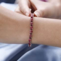 Premium Norwegian Thulite Bracelet In Platinum Over Sterling Silver (6.50 In) 23.50 Ctw -Jewelry store 7543482 2