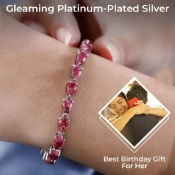 One Time Only Premium Norwegian Thulite, White Zircon Bracelet In Platinum Over Sterling Silver (6.50 In) 19.15 Ctw -Jewelry store 7543522 2