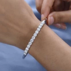 Moissanite Bangle Bracelet In Platinum Over Sterling Silver (7.25 In) 5.60 Ctw -Jewelry store 7544545 2 1