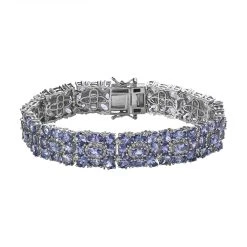 Tanzanite And White Zircon Bracelet In Platinum Over Sterling Silver (7.25 In) 30.50 Ctw