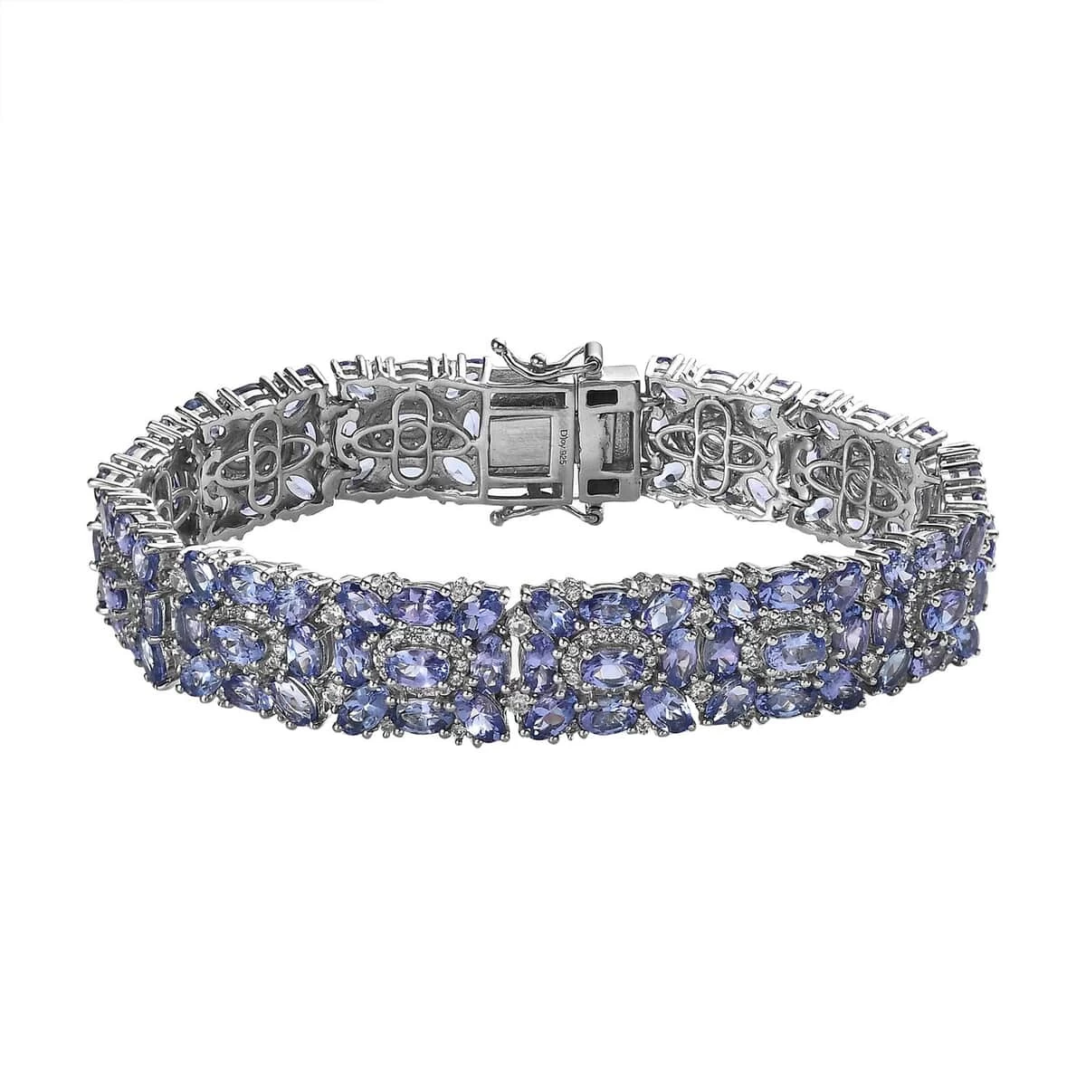 Tanzanite And White Zircon Bracelet In Platinum Over Sterling Silver (7.25 In) 30.50 Ctw 3 Tanzanite And White Zircon Bracelet In Platinum Over Sterling Silver (7.25 In) 30.50 Ctw