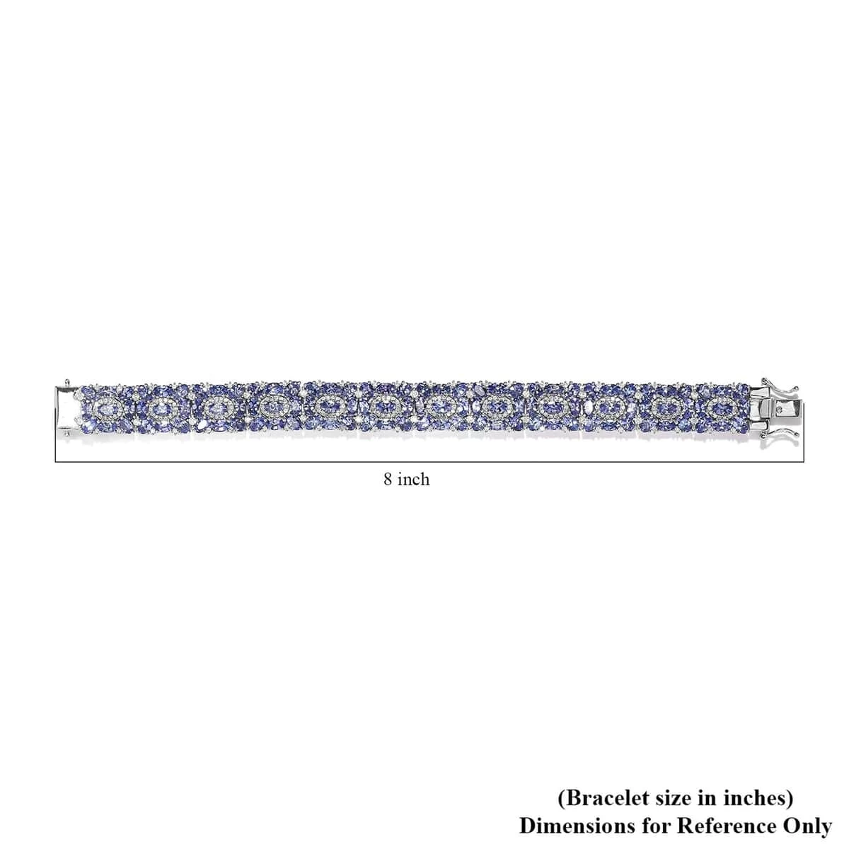 Tanzanite And White Zircon Bracelet In Platinum Over Sterling Silver (7.25 In) 30.50 Ctw 6 Tanzanite And White Zircon Bracelet In Platinum Over Sterling Silver (7.25 In) 30.50 Ctw - Image 4
