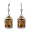 Brazilian Citrine And White Zircon Lever Back Earrings In Platinum Over Sterling Silver 11.15 Ctw -Jewelry store 7544955