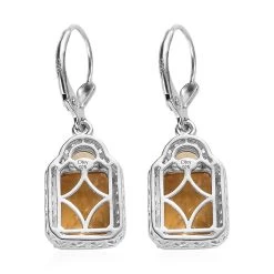 Brazilian Citrine And White Zircon Lever Back Earrings In Platinum Over Sterling Silver 11.15 Ctw -Jewelry store 7544955 3