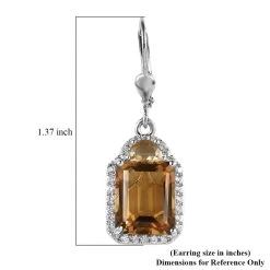 Brazilian Citrine And White Zircon Lever Back Earrings In Platinum Over Sterling Silver 11.15 Ctw -Jewelry store 7544955 4