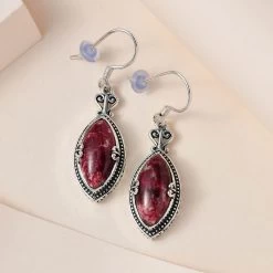 Artisan Crafted Norwegian Thulite Dangling Earrings In Sterling Silver 15.65 Ctw 8 Artisan Crafted Norwegian Thulite Dangling Earrings In Sterling Silver 15.65 Ctw -Jewelry store 7546329 1