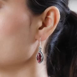 Artisan Crafted Norwegian Thulite Dangling Earrings In Sterling Silver 15.65 Ctw 9 Artisan Crafted Norwegian Thulite Dangling Earrings In Sterling Silver 15.65 Ctw -Jewelry store 7546329 2