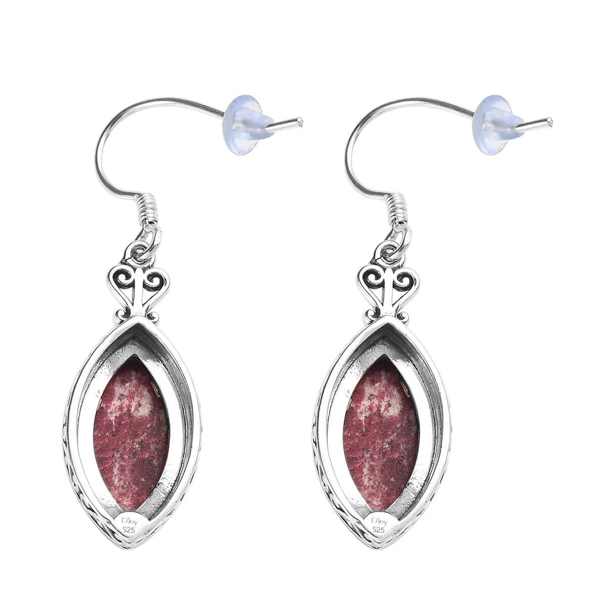 Artisan Crafted Norwegian Thulite Dangling Earrings In Sterling Silver 15.65 Ctw 6 Artisan Crafted Norwegian Thulite Dangling Earrings In Sterling Silver 15.65 Ctw - Image 4