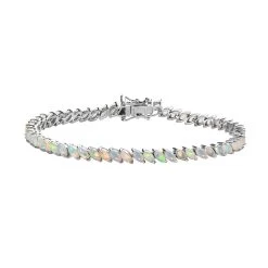 Premium Ethiopian Welo Opal Tennis Bracelet In Platinum Over Sterling Silver (7.25 In) 5.25 Ctw