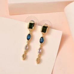 Mixed Gemstones And Shapes Dangle Earrings In Vermeil Yellow Gold Over Sterling Silver 2.35 Ctw -Jewelry store 7547237 1