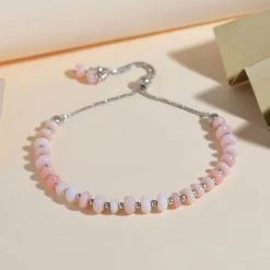 Pink Opal Beaded Bolo Bracelet In Sterling Silver 25.00 Ctw -Jewelry store 7547518 1