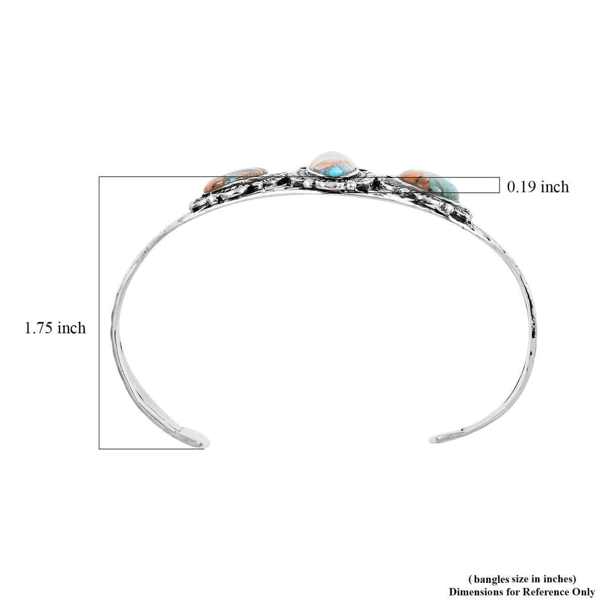 Santa Fe Style Spiny Turquoise Cuff Bracelet In Sterling Silver (6.50 In) 22.50 Ctw 6 Santa Fe Style Spiny Turquoise Cuff Bracelet In Sterling Silver (6.50 In) 22.50 Ctw - Image 4