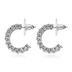 Moissanite Half Hoop Earrings In Platinum Over Sterling Silver 4.90 Ctw -Jewelry store 7547792 3
