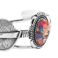 Santa Fe Style Rainbow Turquoise Cuff Bracelet In Sterling Silver (6.50 In) 7.00 Ctw -Jewelry store 7548015 2