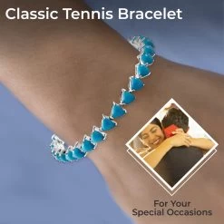 Premium Sleeping Beauty Turquoise Tennis Bracelet In Platinum Over Sterling Silver (6.50 In) 12.00 Ctw (Del. In 5-7 Days) -Jewelry store 7548046 2