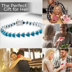 Premium Sleeping Beauty Turquoise Tennis Bracelet In Platinum Over Sterling Silver (6.50 In) 12.00 Ctw (Del. In 5-7 Days) -Jewelry store 7548046 3