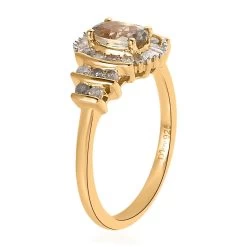 AAA Turkizite And Diamond Halo Ring In Vermeil Yellow Gold Over Sterling Silver 0.85 Ctw -Jewelry store 7548289 3