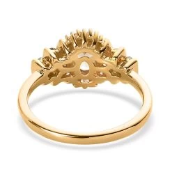 AAA Turkizite And Diamond Halo Ring In Vermeil Yellow Gold Over Sterling Silver 0.85 Ctw -Jewelry store 7548289 4
