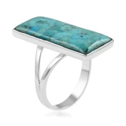 Santa Fe Style Kingman Turquoise Ring In Sterling Silver 10.50 Ctw -Jewelry store 7548390 3