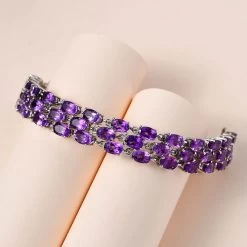 African Amethyst Adjustable Bracelet In Platinum Over Sterling Silver (6.50-8.0In) 17.10 Ctw -Jewelry store 7548713 1