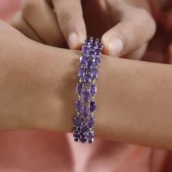 African Amethyst Adjustable Bracelet In Platinum Over Sterling Silver (6.50-8.0In) 17.10 Ctw -Jewelry store 7548713 2