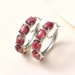 Karis Norwegian Thulite Hoop Earrings In Platinum Bond 12.25 Ctw 7 Karis Norwegian Thulite Hoop Earrings In Platinum Bond 12.25 Ctw -Jewelry store 7548749 1